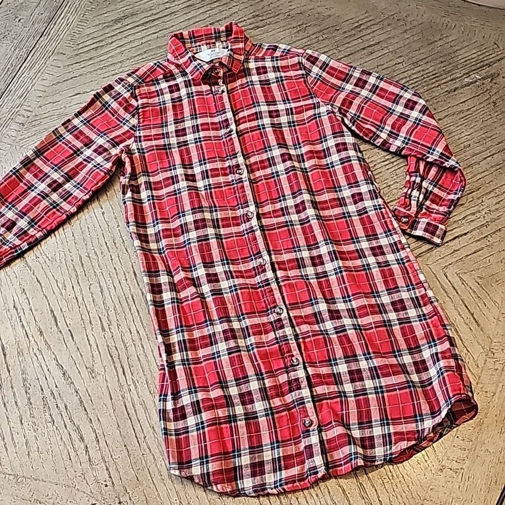 H&M Plaid cotton dress size 8-9
